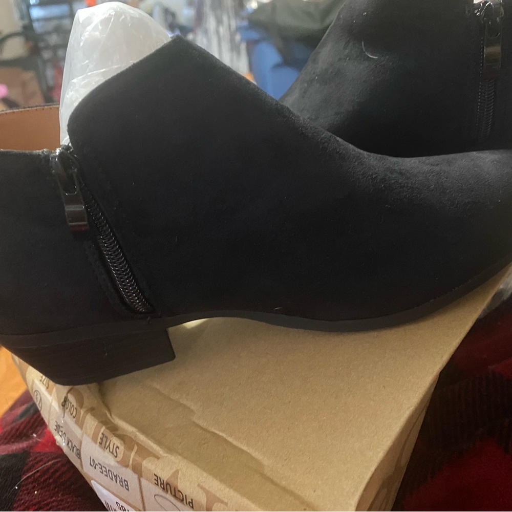 Black Chunky Heel Ankle Booties